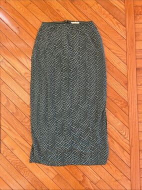 La Hearts Dark Green Polka Dot Midi Skirt
